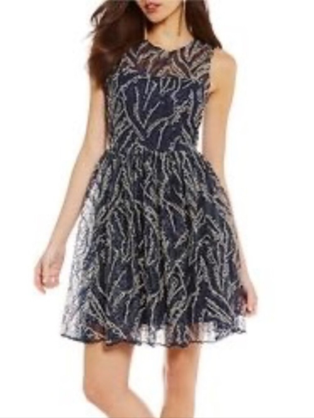 Badgley Mischka Samara Sequin Navy Cocktail Dress